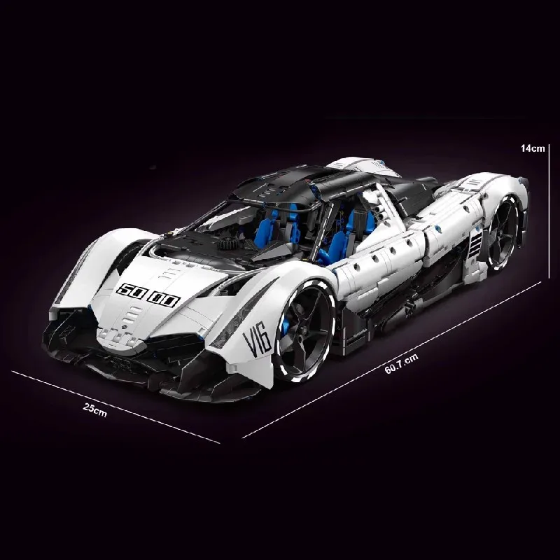 Technische Ontwikkeling Zestien V16 1:8 Bouwstenen MOC T5052 RC Supercar Sportvoertuig Model Kit Ornament Speelgoed Volwassenen Cadeau 4016PCS - afbeelding 1