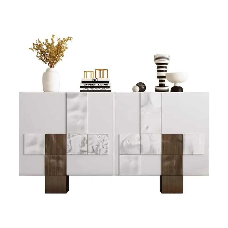 خزانة مدخل إيطالية فاخرة وخفيفة وحديثة وبسيطة لتخزين غرفة المعيشة من الخشب الصلب #1