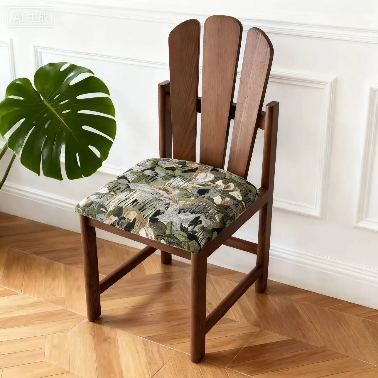 DSA home furniture simple retro medieval dining chair household solid wood chair simple back chair