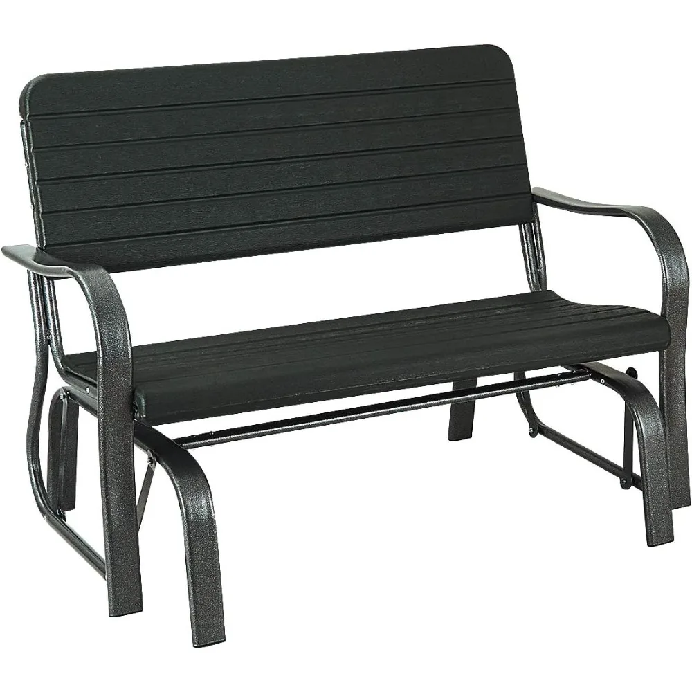 Outdoor Gliders for Outside Patio - Porch Glider w/Steel Frame, Weather Resistance HDPE Back & Seat, 600Lbs Capacity