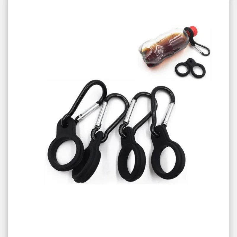 Portable Cola Bottle Shaped Silicone Carrier Water Bottle Holder Carabiner Clip Key Ring With Hang Buckle LX4883