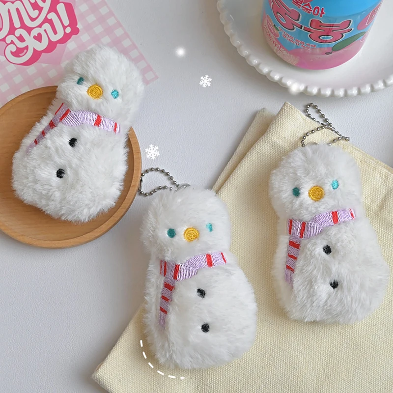 Cute Cartoon Plush Pendant Christmas Plush Scarf Snowman Keychain Backpack Charm Party Decoration Children's Toy Gift