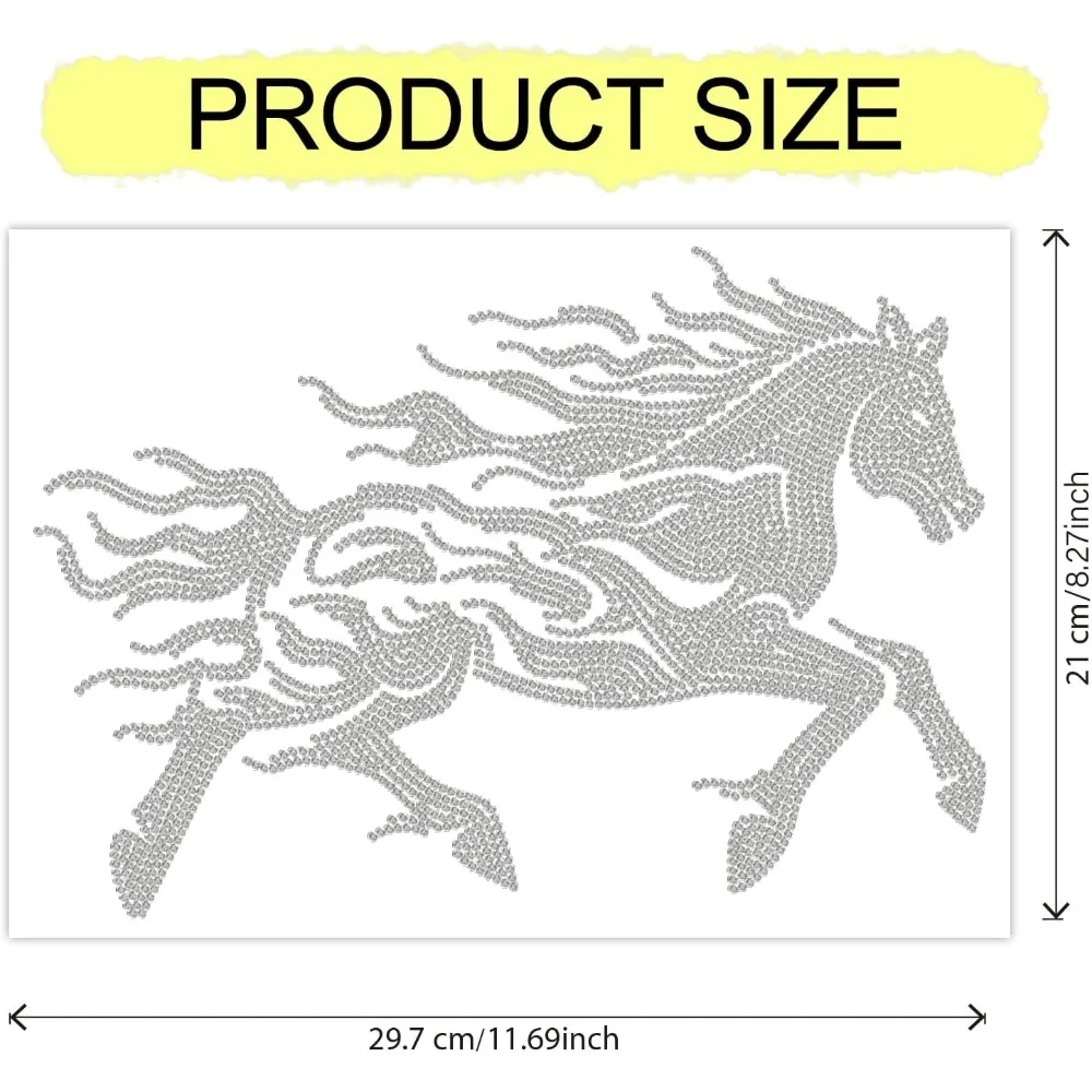 Horse Rhinestone Iron on Hotfix Rhinestone Horse Running Transfer Applique Heat Transfer Decal Clothing Repair Patch