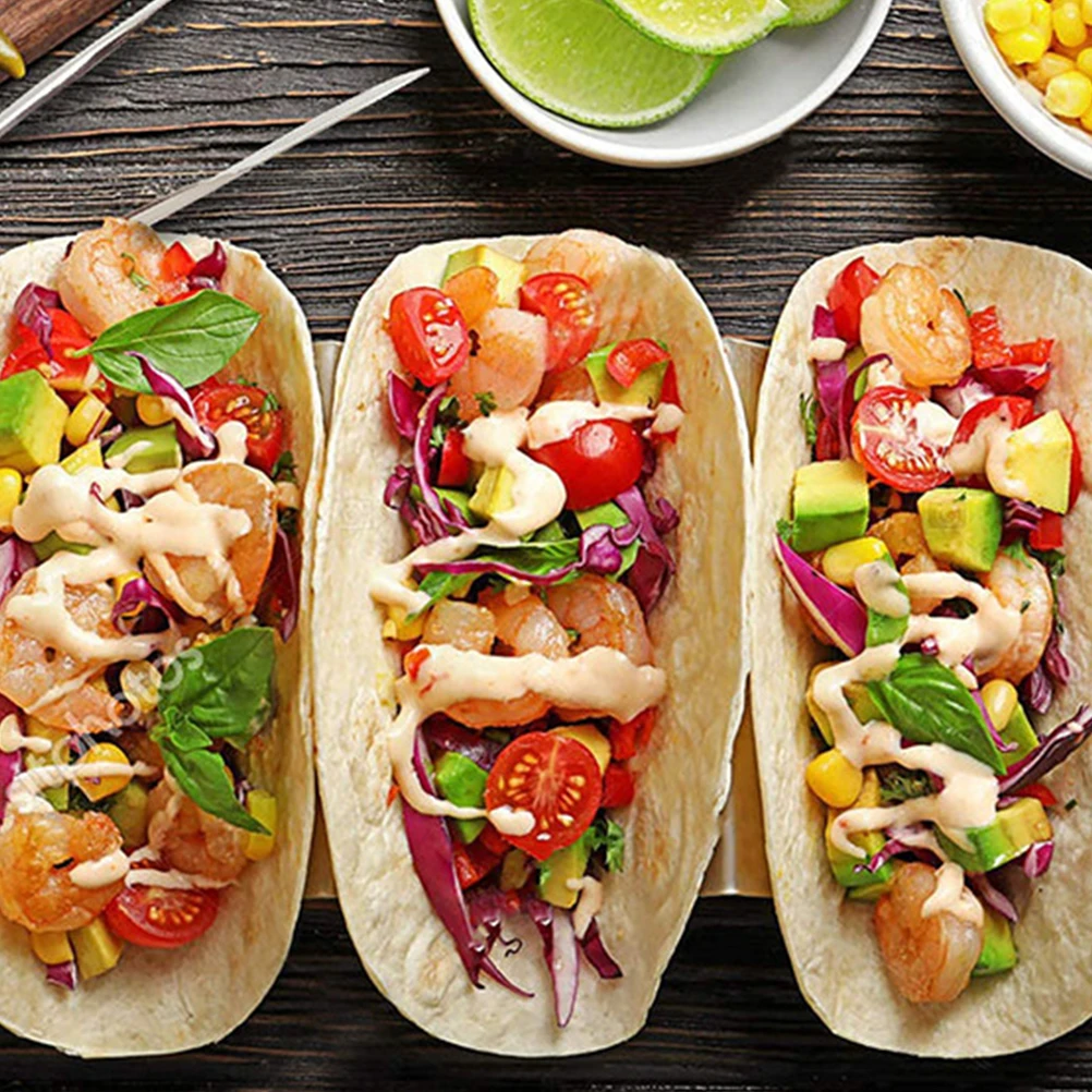 

1pc Stainless Steel Holder Metal Home Kitchen Display Stand For Tacos Pancakes Food Serving Rack