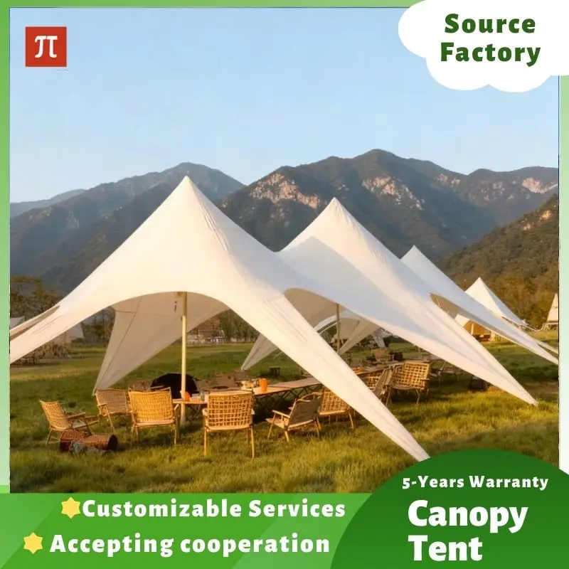 

2026 Glamping Trade Show Tent Outdoor Waterproof Stretch Canopy Tent Oxford Fabric Sun Shelter for Wedding Parties Exhibitions
