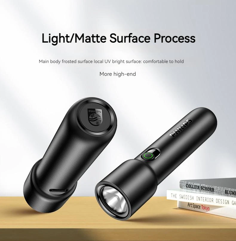 Philips New SFL1235 EDC Portable Flashlight Rechargeable LED Flashlights for Defensa Personal Self Defense Camping Hiking