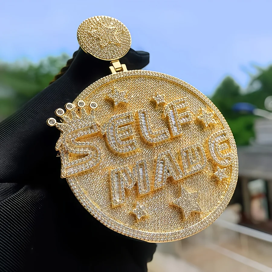 

Hot Selling Homemade Men's Letter Ice Pendant, Sparkling Synthetic Cubic Zirconia Charm Hip-Hop Fashion Jewelry, Jewelry Gifts