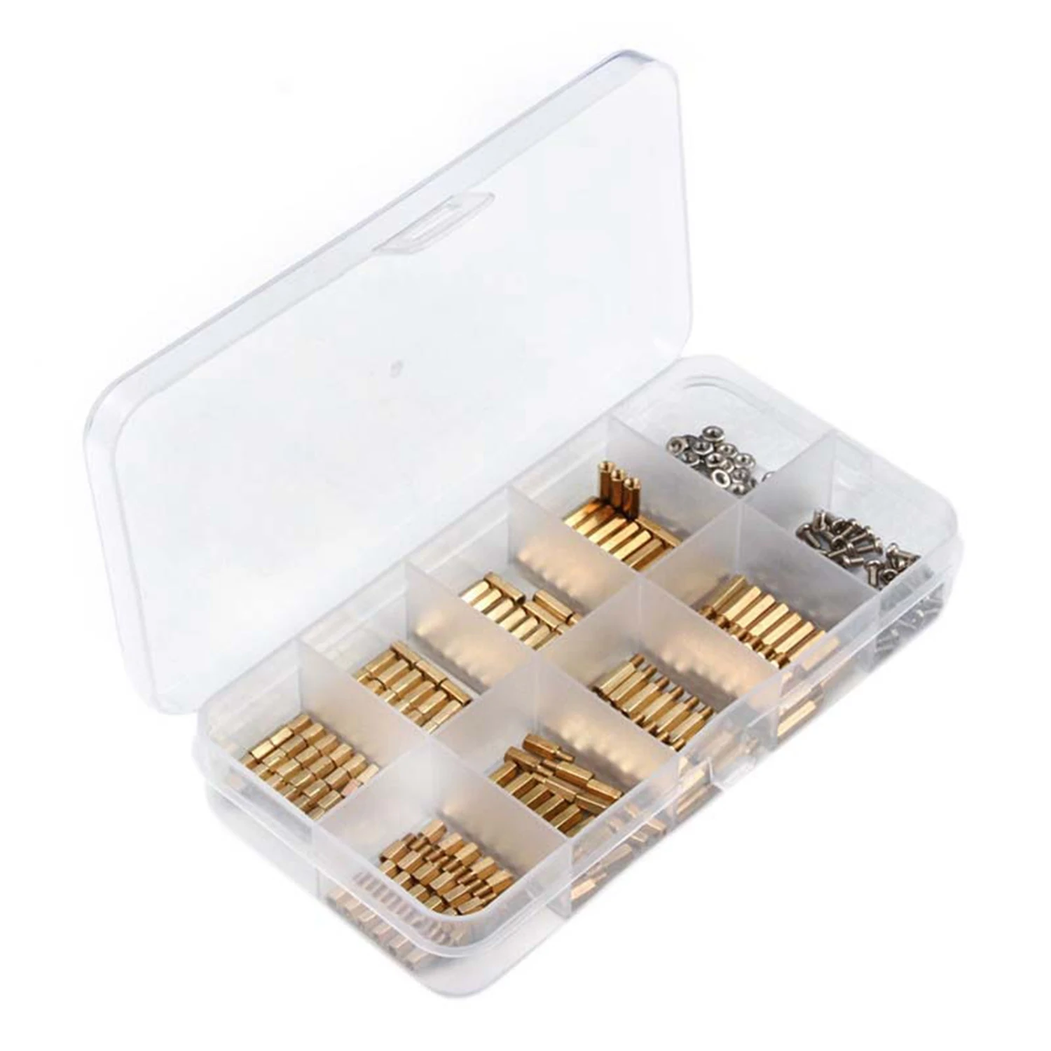 300Pcs M2 Copper Female/Male Spacing Screws Pillar Stand Off Hex Column Spacer Screw Nut Fastener Tool