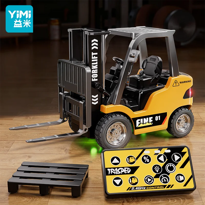 

Игрушечный мини-погрузчик YIMI 1/64 на радиоуправлении, инженерный грузовик с подсветкой и звуком, 2-в-1: погрузчик с вилами и крюком для взрослых