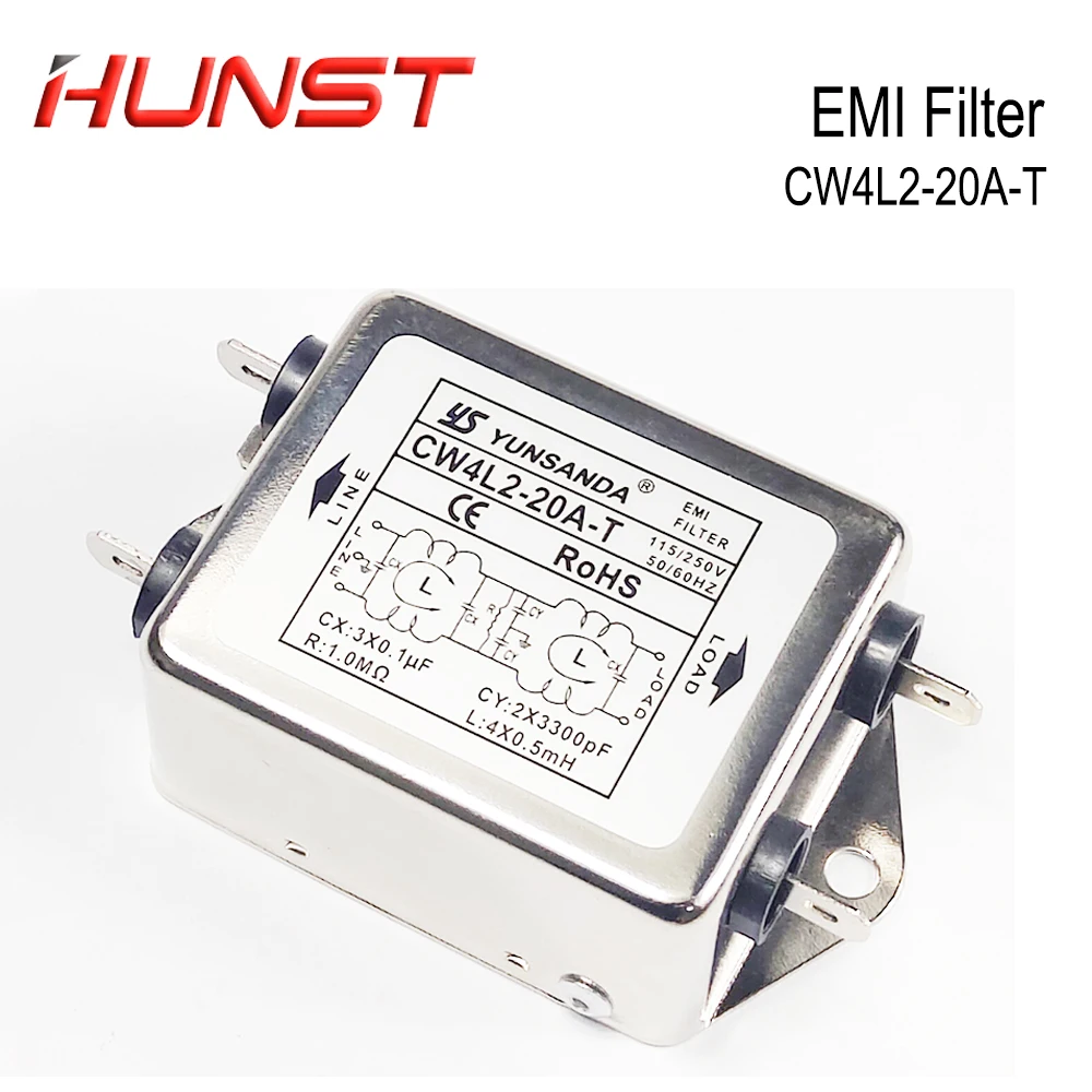 Hunst Power EMI Filter CW4L2-20A-T Single Phase AC 115V / 250V 20A 50/60HZ For Laser Cutting Machine And Laser Marking Machine.