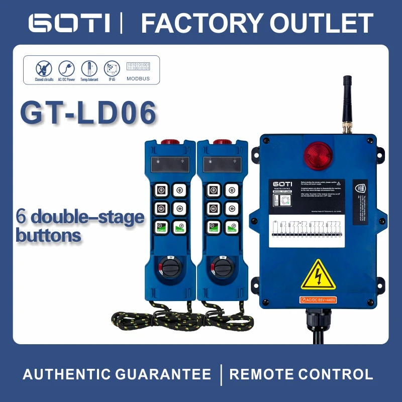 Industrial Wireless Remote Control GT-LD06 Hoist Crane Lift Switch 6 Dual Speed Buttons for Truck Hoist Crane