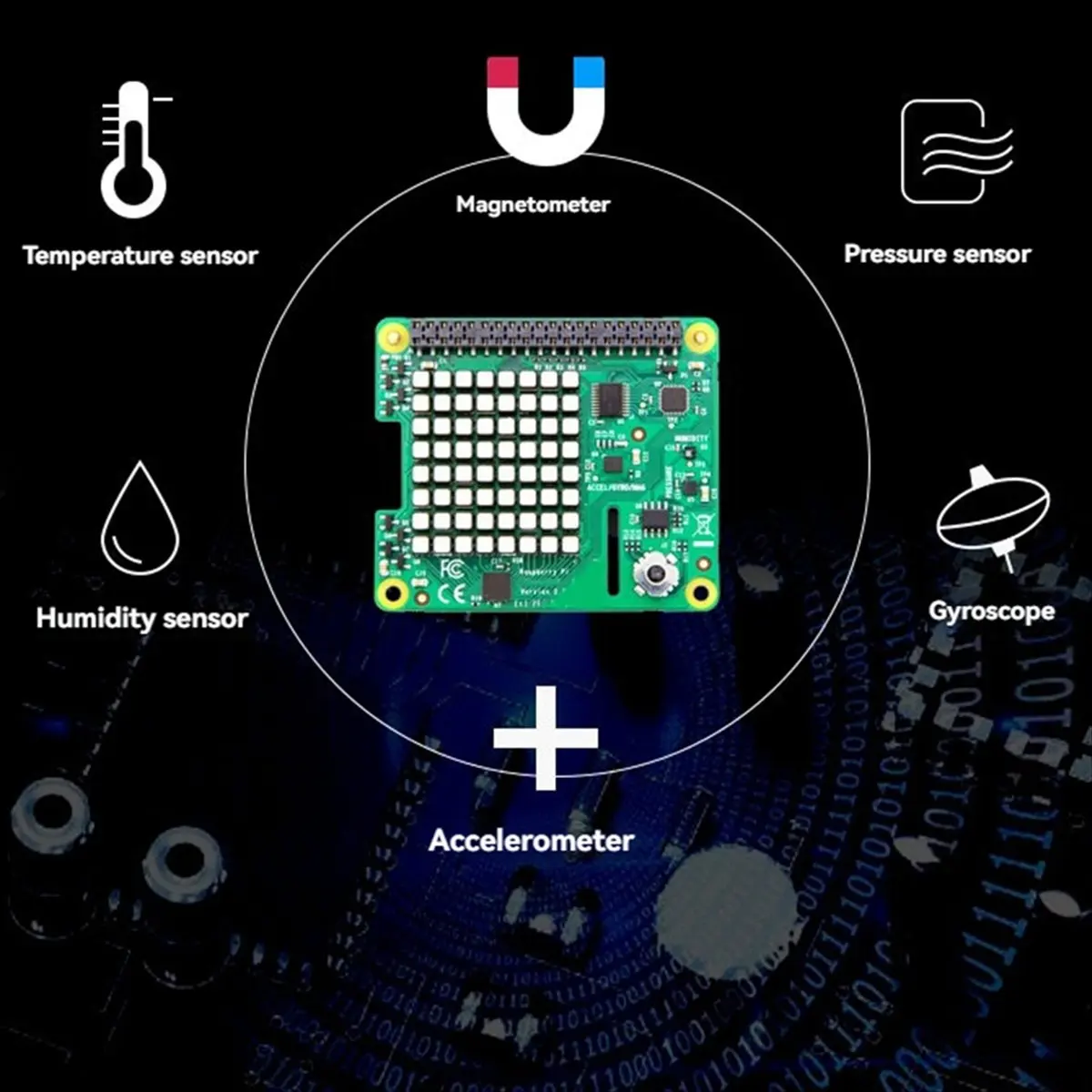 For Raspberry Pi SenseHAT with 8x8 RGB LED Matrix, Joystick, Gyroscope, Accelerometer, and More for Interactive Projects