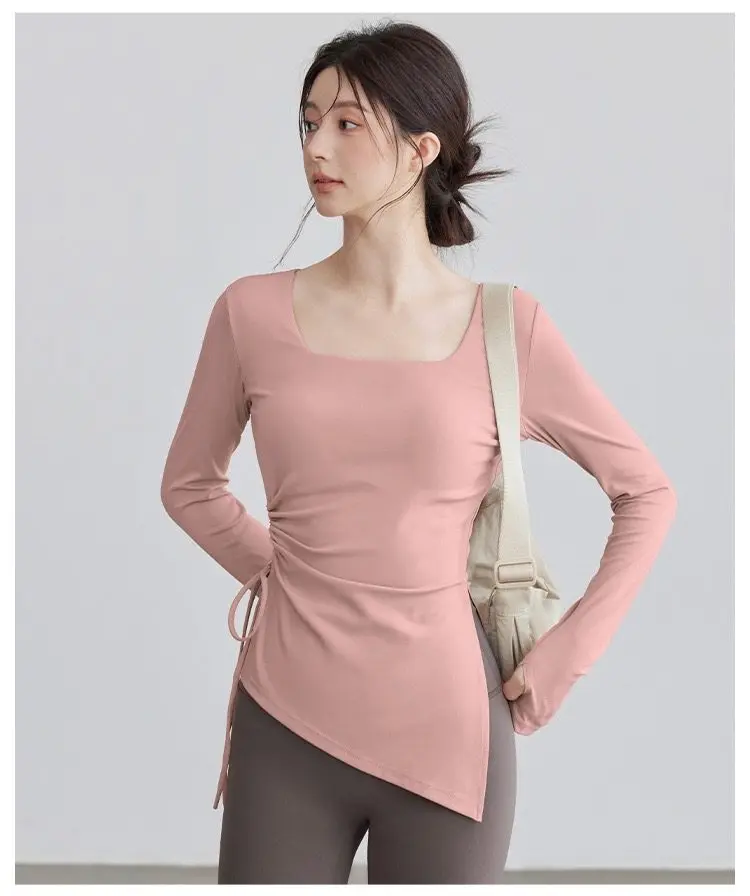 Herbst-Winter Yoga-Bekleidung, Taillenformend, Lauf- und Fitness-Langarmshirt, Professionelles Trainings-Pilates-Oberteil, Atmungsaktiv, Schnelltrocknend – Detail 4