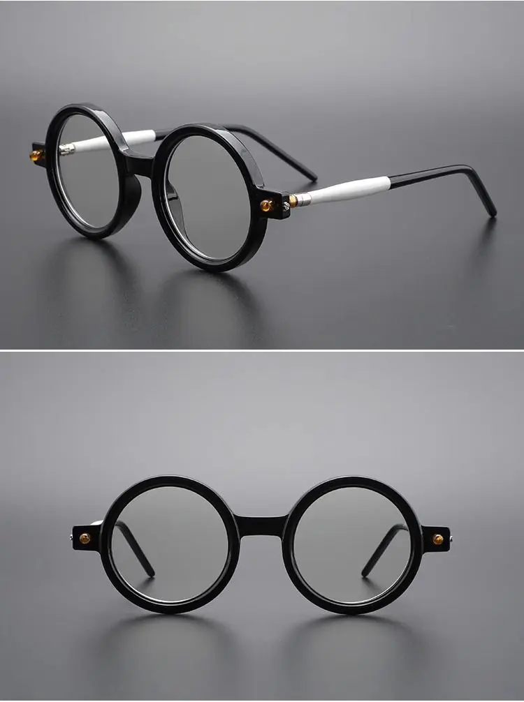Shatar Grobgerahmte Lesebrille für Männer und Frauen, großer Rahmen, künstlerischer Retro-Stil, großer runder Rahmen, Anti-Blaulicht-Brille – Detail 4