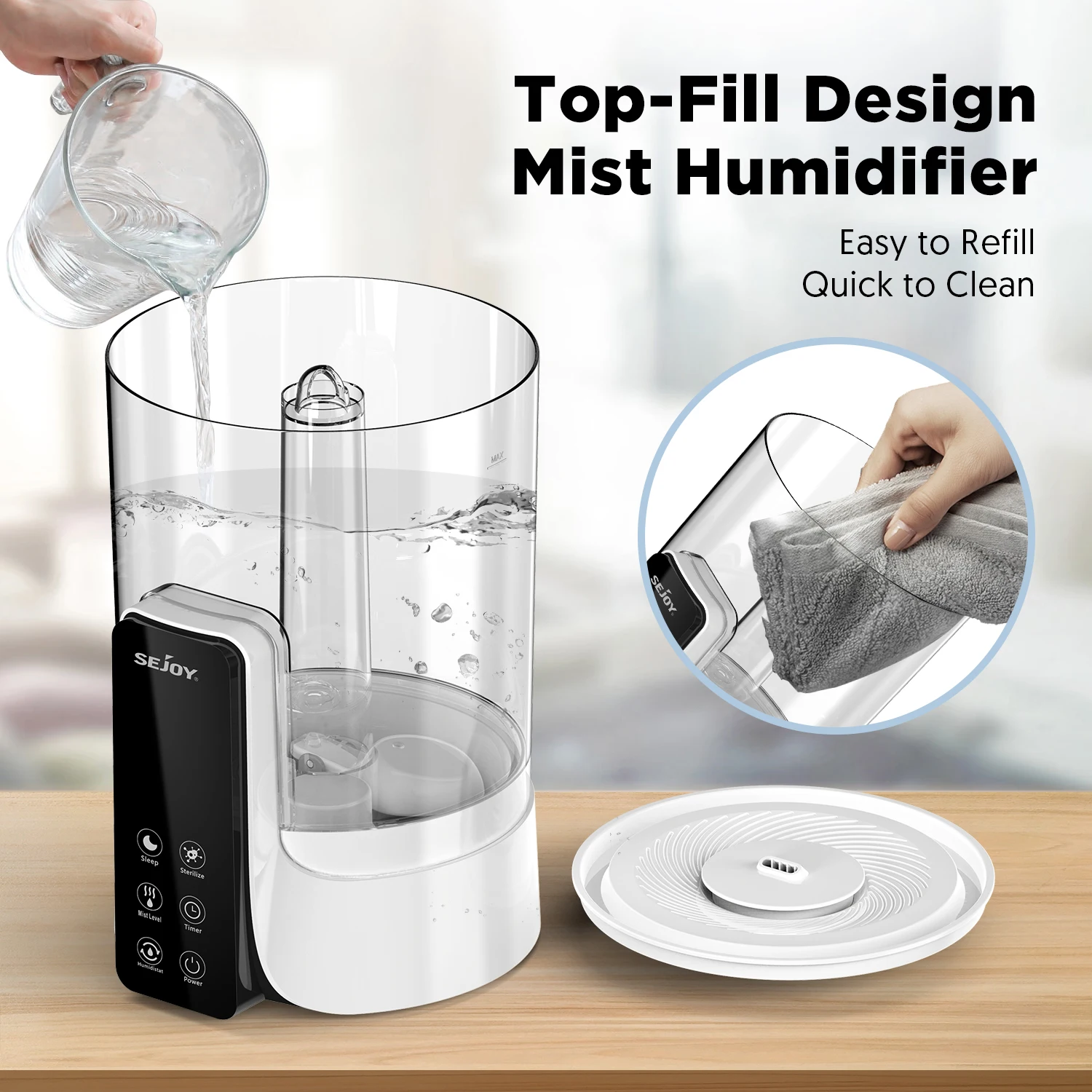 110-220V 6L Perfume Air Humidifier Home with LED,Intelligent timing,Digital Display,26db,Portable Desk Humidifiers for Bedroom