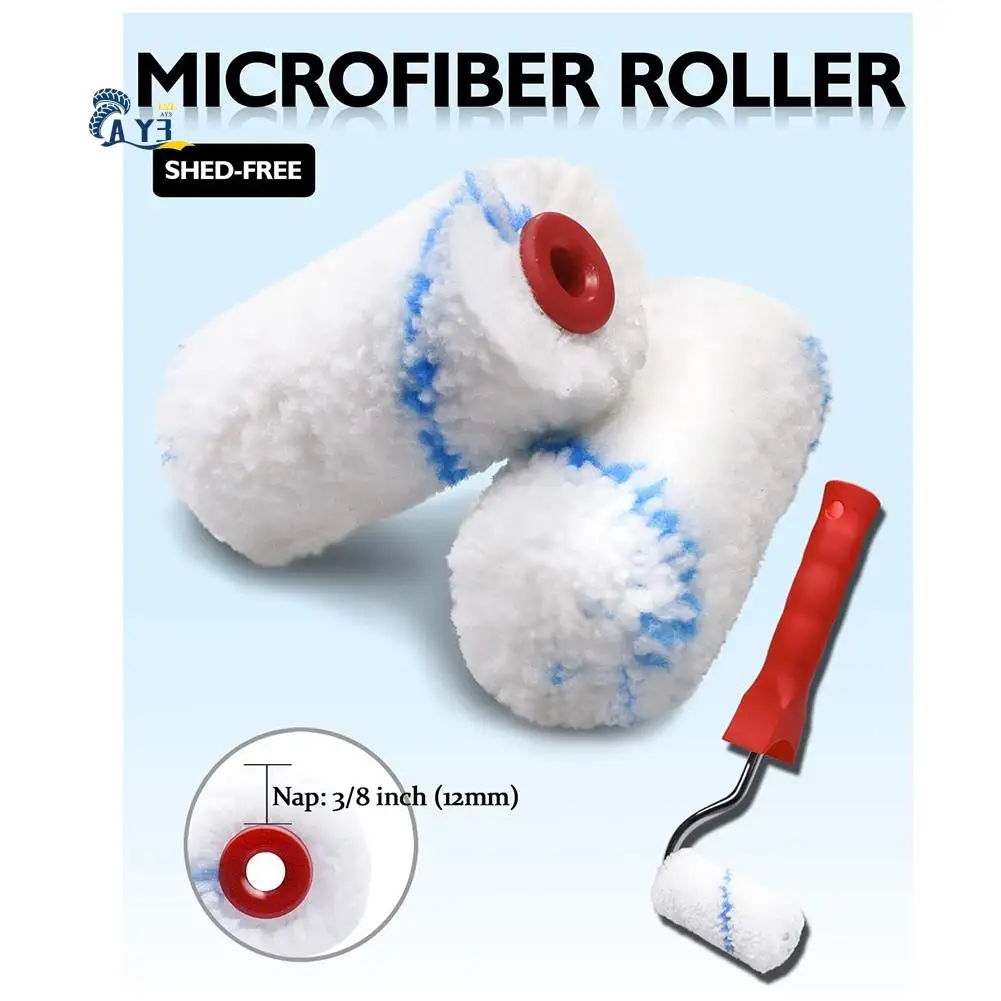 

AY03-16Pcs 2 Inch Small Paint Roller With 2 Paint Trays, House Painting Roller Brush For Walls, Cabinets, Crafts, Touch Ups