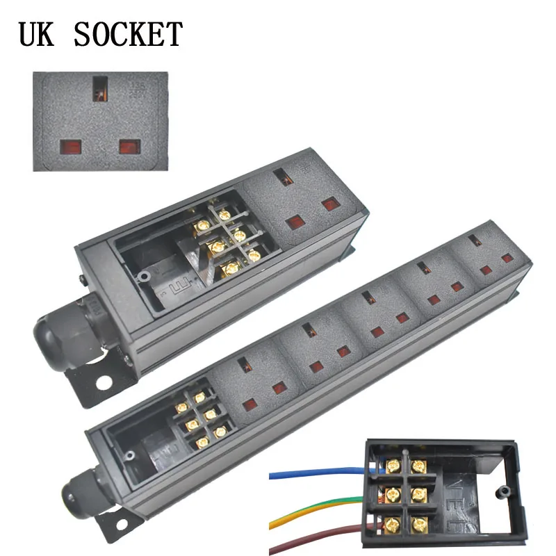 

PDU power strip network cabinet rack wall desktop table bottom 1-9AC UK socket with junction box wireless socket