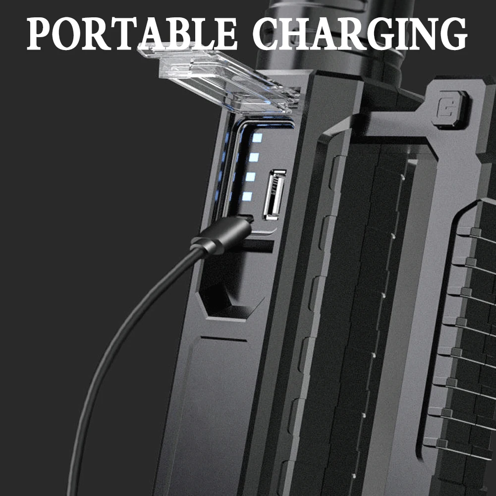 Outdoor LED Handheld Bright Flashlight With Holder Multifunctional Emergency Light For Camping Hiking