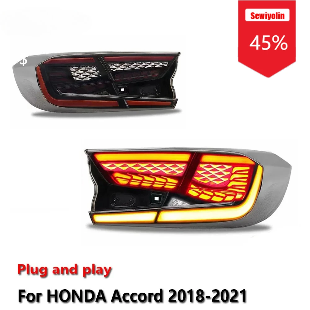 

Sewiyolin автомобильные светодиодные задние фонари в сборе для HONDA Accord 2018-2021 авто противотуманные DRL тормозные указатели поворота Plug and Play