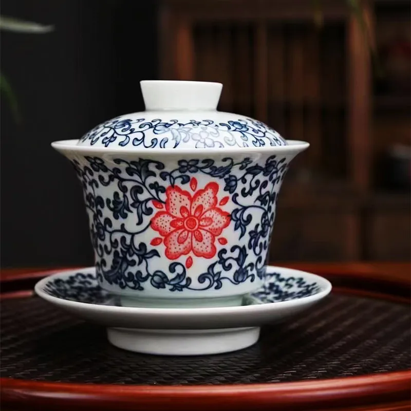 

Чайная посуда Gaiwan Chawan, набор из чаши для супа, китайские кружки кунг-фу, фарфоровая керамическая посуда, лезвие для церемонии, белая акадама