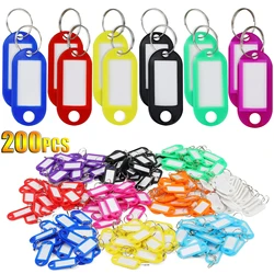 5-200pcs Plastic Key Tags with Split Keychain Ring Label Window for DIY Key Chain Kit Numbered Name Luggage Tags Accessories