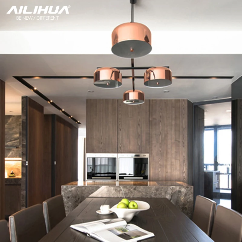 Nordic post-modern creative personality light luxury restaurant dining room bar LED light four head rotary hanging lamp