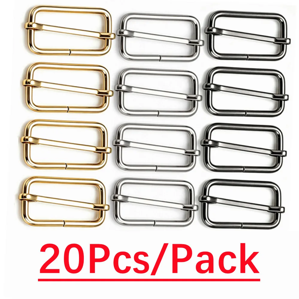 20Pcs/Pack  10mm-38mm Zinc Alloy Slides Tri-Glides Wire-Formed Roller Pin Buckles Slider Adjuster Bag Strap Accessories