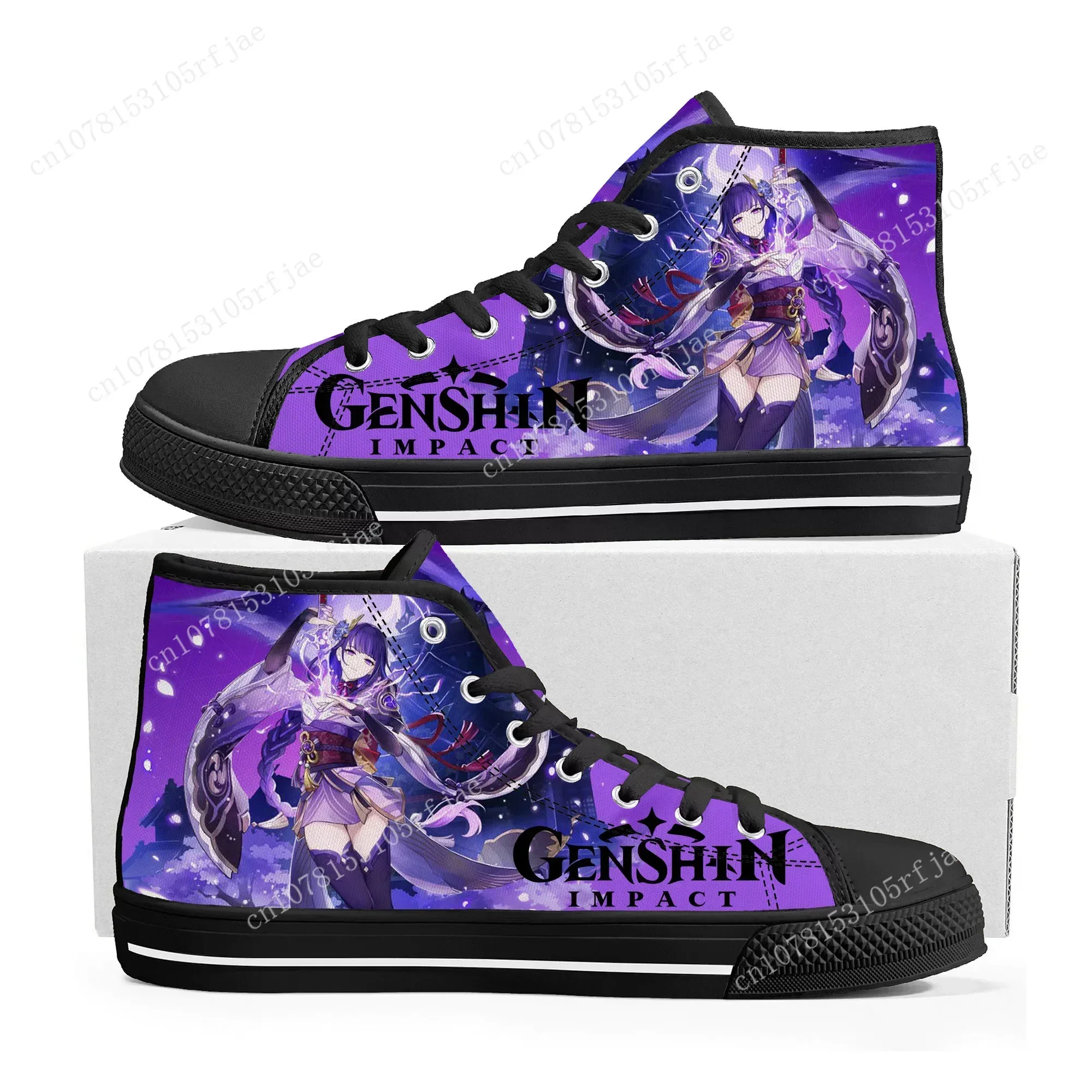 Anime Cartoon Game Genshin Impact High Top Sneakers Mens Womens Teenager High Quality Canvas Sneaker Custom Built Couple Shoes