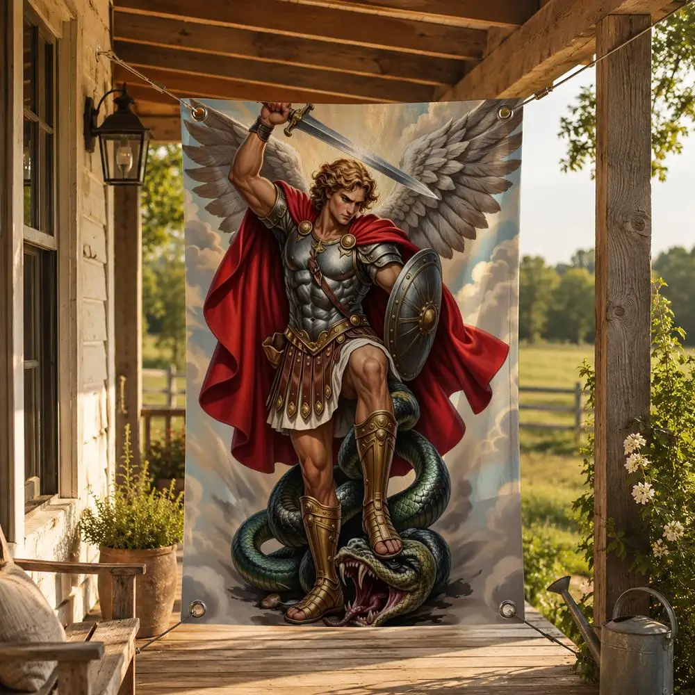 Religion Catholic St Michael Angel Flags Decorative Flag Banner for Indoor Outdoor Wall Garden Yard Porch Patio Home Party Decor