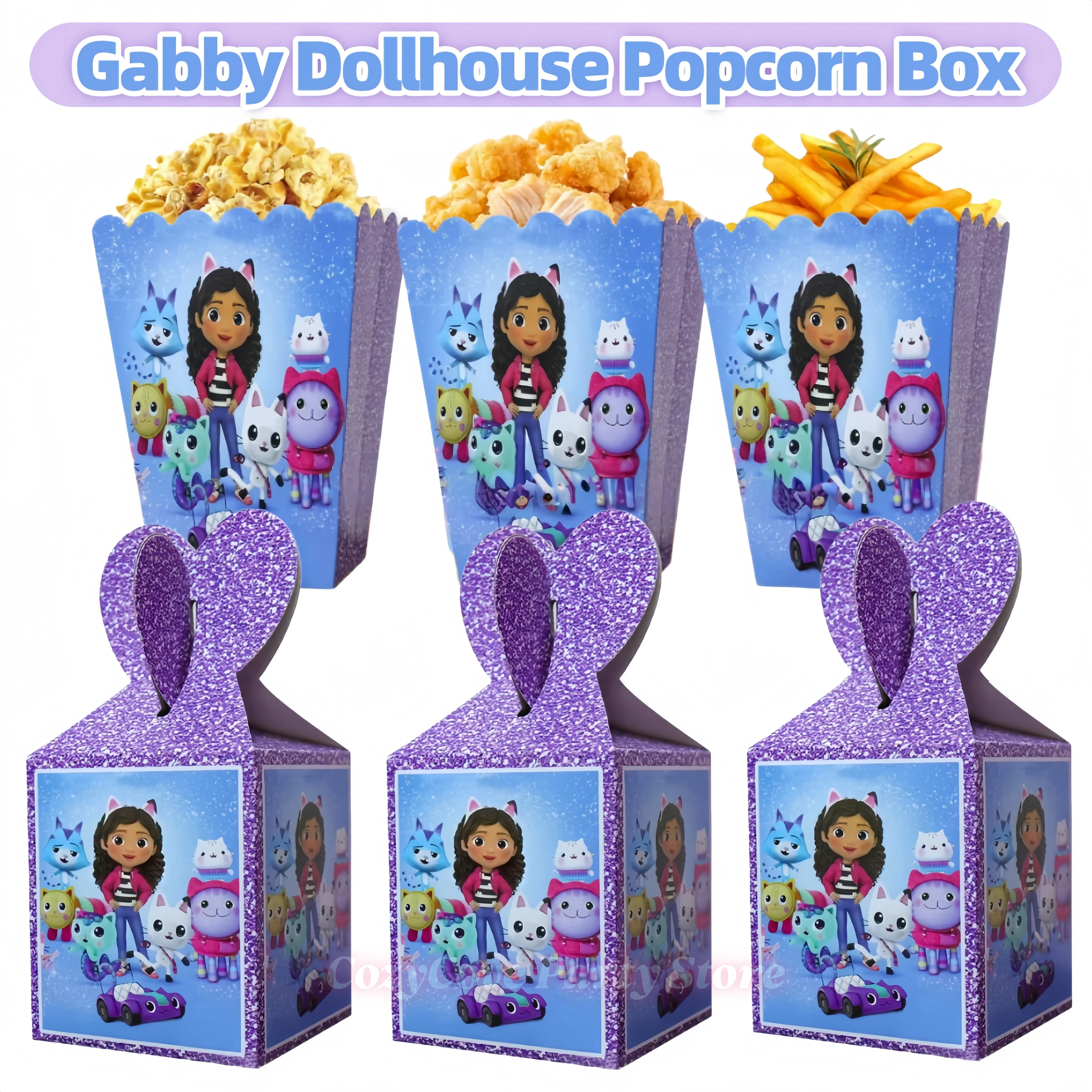 Caja de Palomitas de Maíz Gabby Dollhouse, Caja de Dulces, Decoración para Fiesta de Cumpleaños, Caja de Galletas de Dibujos Animados de Gabby, Artículos para Fiesta de Baby Shower, Regalo