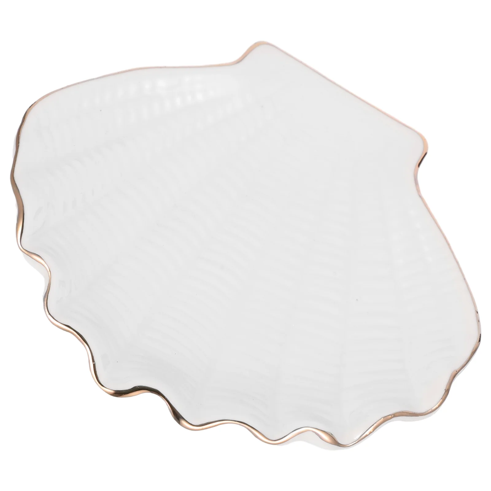 

Decor Shell Jewelry Plate Candy Ornaments Desktop Ring White Ceramics Dressing Table Bride Vintage