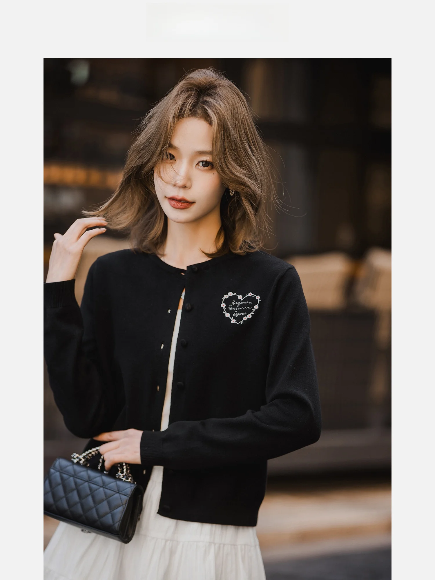 

Новый женский вязаный кардиган с круглым вырезом и вышивкой, шерстяной топ, весна 2026, повседневный, прямого кроя, с длинными рукавами