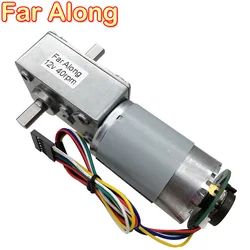 12V 24V DC Worm Reduction Motor With Hall Encoder Dual Output Shaft Adjustable Speed Reversible Signal Output And Self-Locking