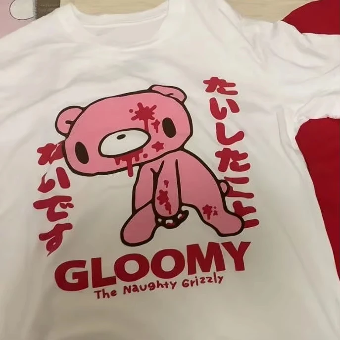 Modisches Harajuku Sommer Retro Y2K Shirt mit Cartoon-Bären-Print, Rundhals-Kurzarm-T-Shirt für Damen, lässige Alltags- und Streetwear – Detail 5
