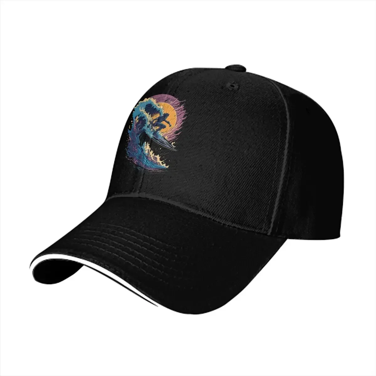 Washed Men's Baseball Cap The Great Wave Sports Snapback Caps Dad Hat Surfing Extreme Sports Golf Hats