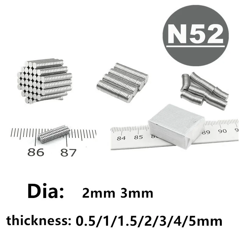 N52 Round Magnet  2x1 2x2  3x1 3x1.5 3x2 3x3 3x5 4x1 4x2 3x2.5 mm  Magnet Permanent NdFeB Super Strong Powerful Magnets  2mm 3mm