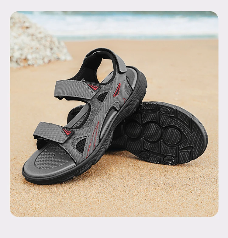Herren-Sportsandalen, Outdoor, Wandern, wasserdicht, Strandsport, Herren-Sandalen, Sommer, offene Zehen, verstellbare Schnürsenkel – Detail 12