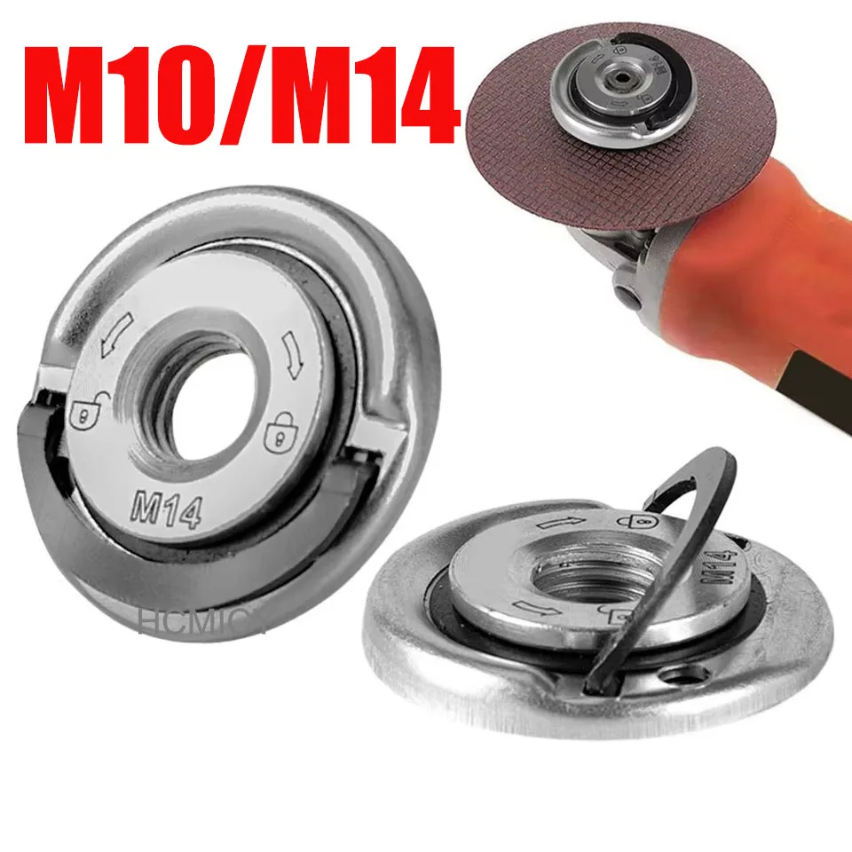 1/2Pcs M14 M10 For 100 Type Angle Grinder Quick Release Self-Locking Grinder Pressing Plate Flange Nut Power Chuck Tools