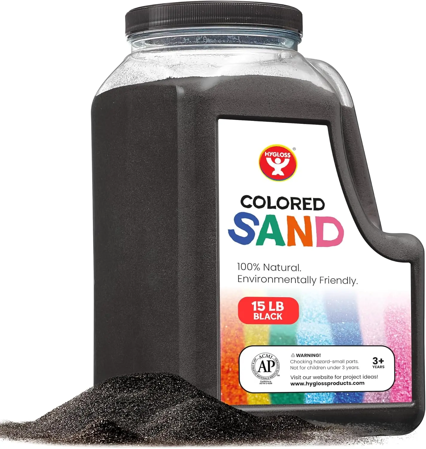 Colored Play Sand - 15 lb Black Craft Sand for Sand Art, Christmas Gifts & Decorations, DIY Projects, Classroom Activities, and