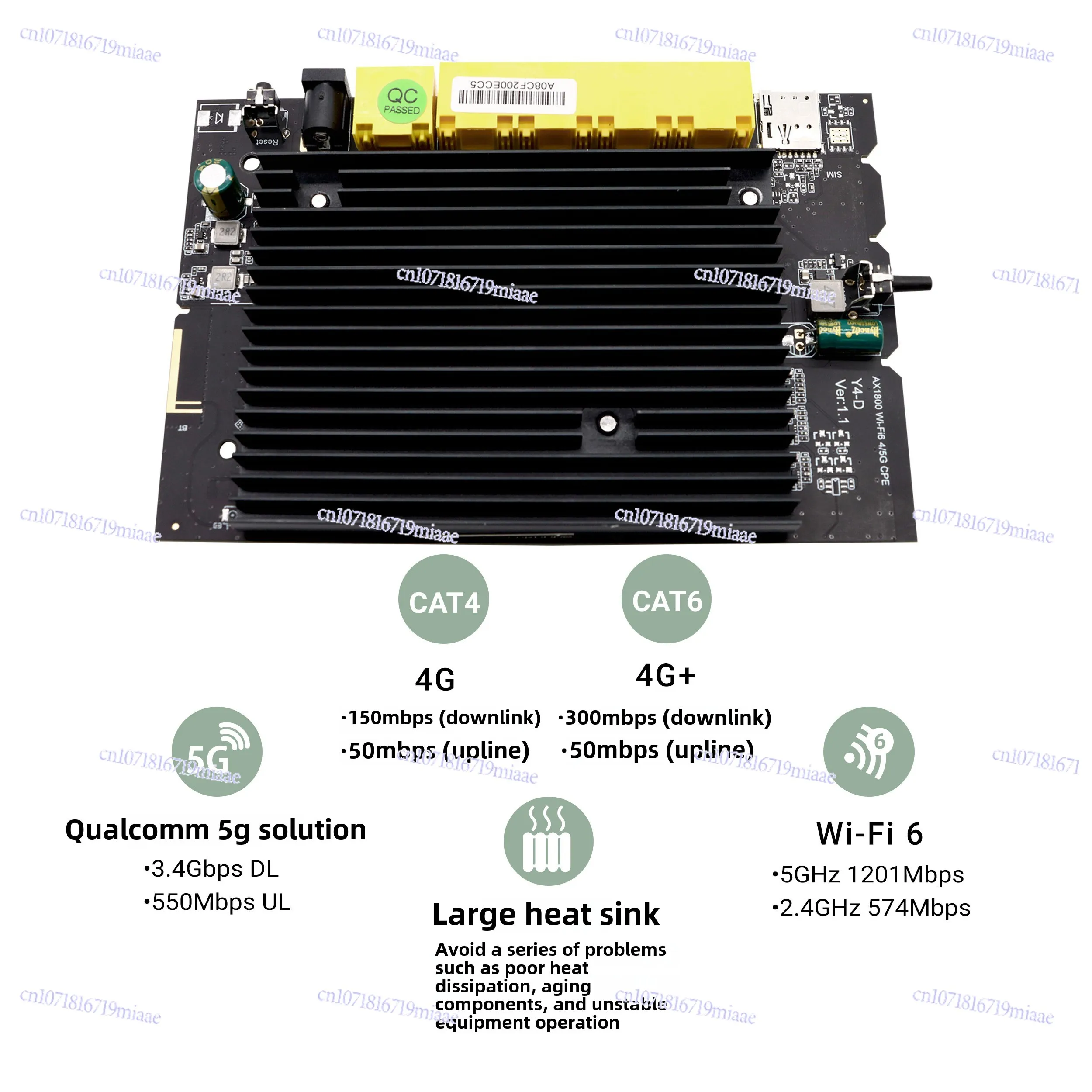 4G كامل Netcom الصناعية IoT Wifi6 وحدة توجيه لاسلكية 5 منافذ CAT6 عالية الأداء توجيه لاسلكي اللوحة الرئيسية #4