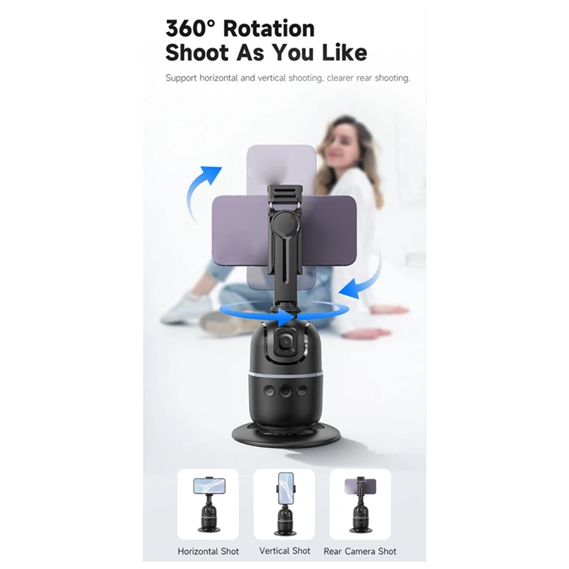 NEW P03 Pro 360 Rotation Gimbal Stabilizer AI Following Face Tracking Desktop Gimbal PTZ For Smartphone Live