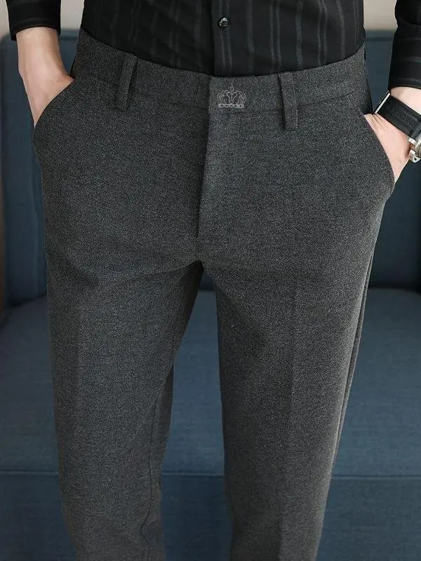 

Мужские осенне-зимние шерстяные брюки-костюмные, зауженные, повседневные, деловые, широкие, модные, для прогулок