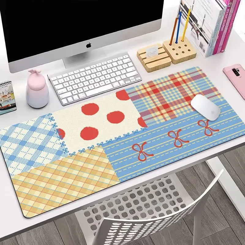Grid Splicing Pu Leather Mousepad Office Desk Mat Mouse Pad Computer Speed Type Carpet Mat Player Laptop Keyboard Cartoon