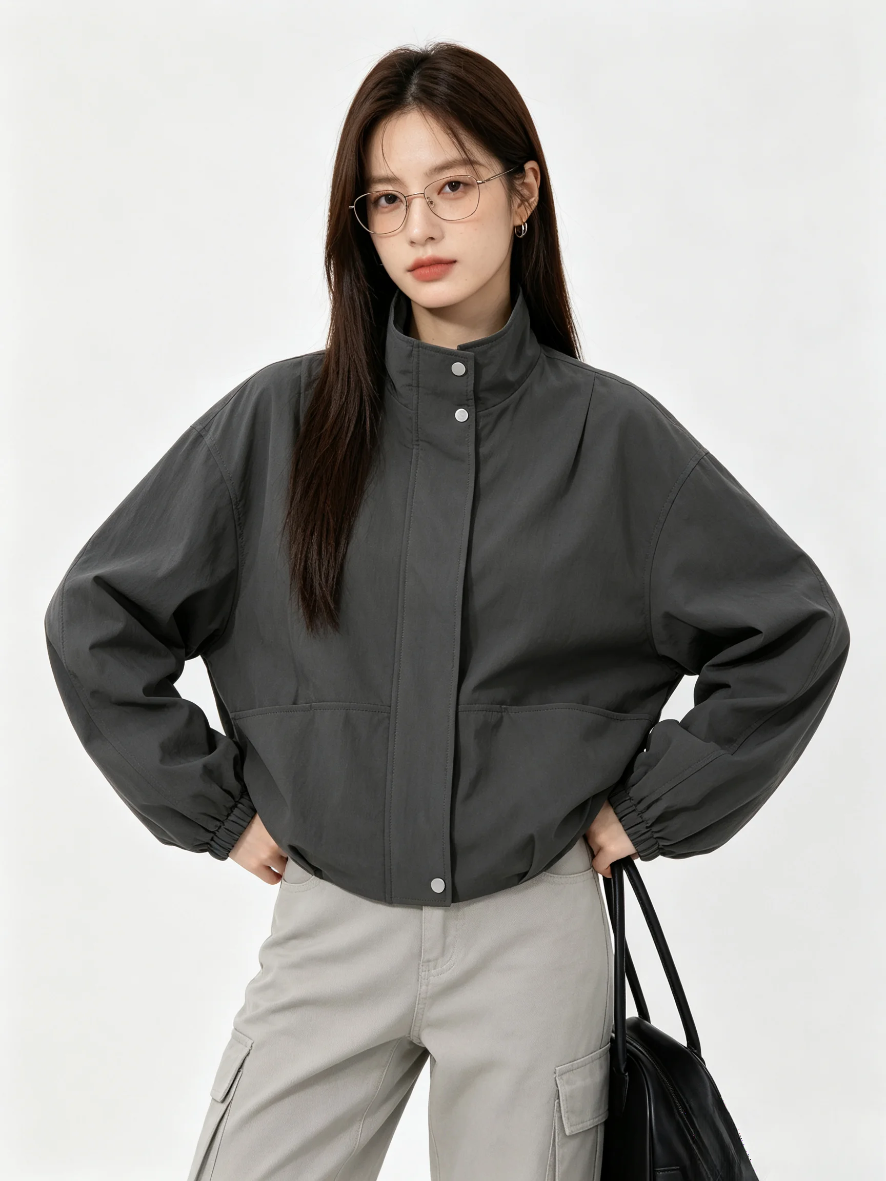 Slimming Short Sporty Jacket Korean Style Stand Collar Versatile Casual Autumn Winter Outerwear Breathable Ladies Coat