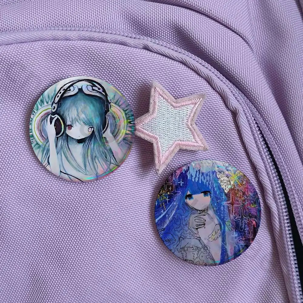 K-Kikuo Anime  Tinplate Enamel Pins Creativity Printed Pictures Text Metal Lapel Badges Brooches