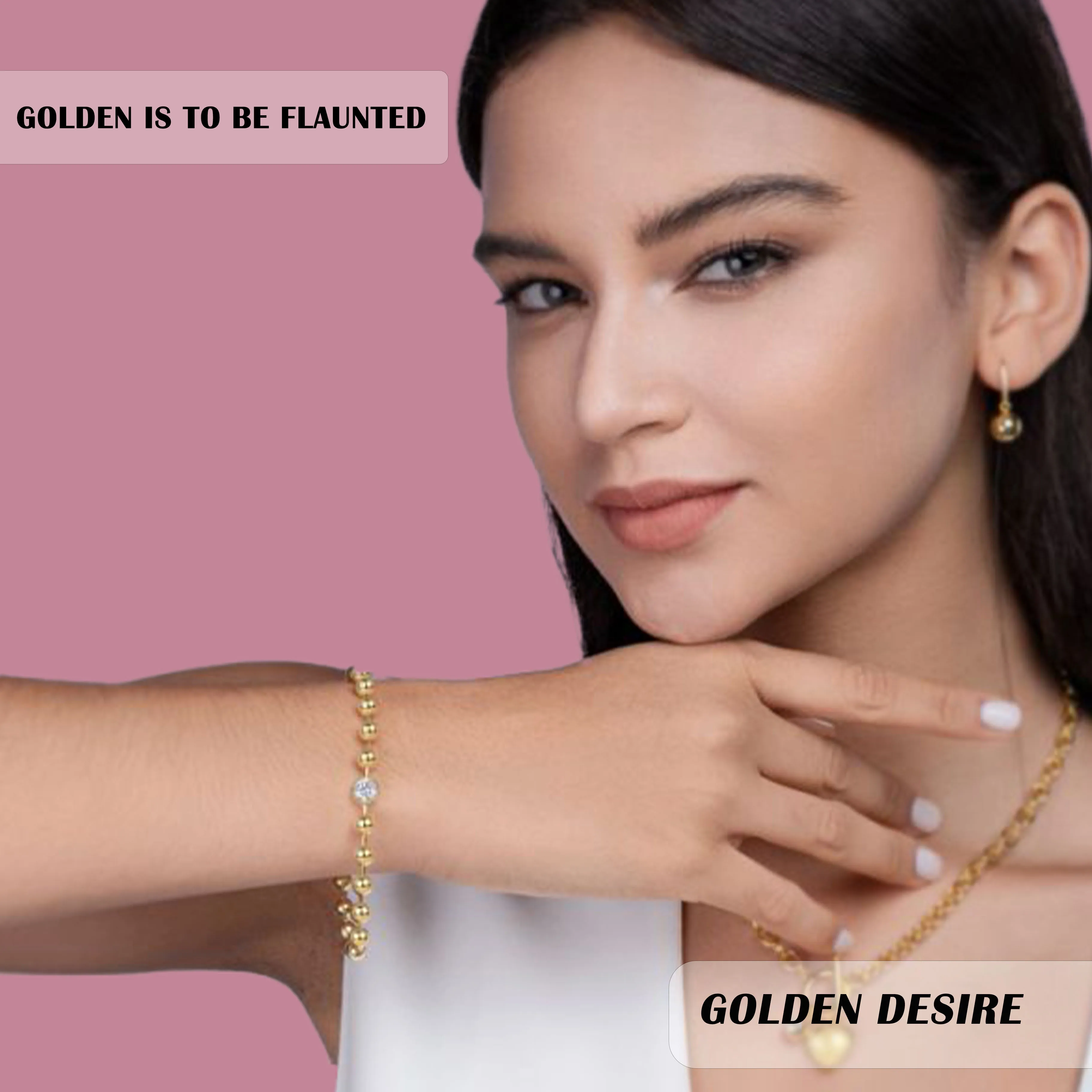 1 Karat funkelnder Moissanit-Akzent – Zeitloses Eleganz-Kugelperlenarmband – 18 Karat vergoldetes S925-Silber