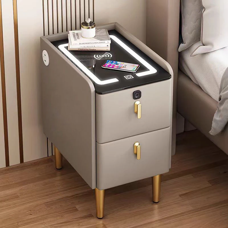 

For Bedroom Smart Unlocking Storage Cabinet Modern Multi Functional Wireless Charging Bedside Table