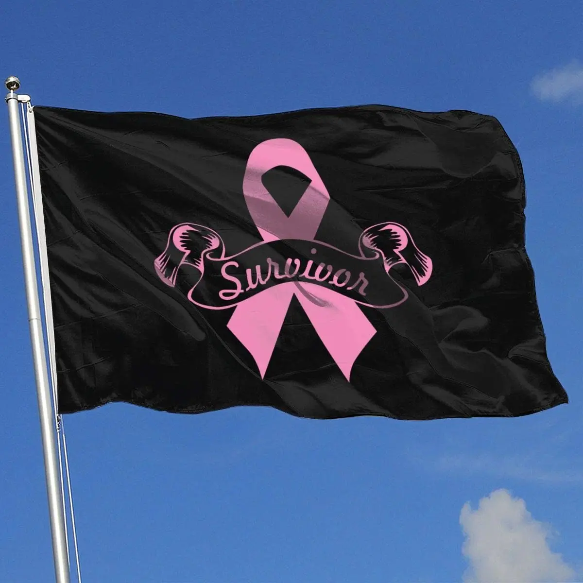 Sobreviviente del cáncer de mama Banderas de 3x5 pies Bandera al aire libre 100% poliéster translúcido de una sola capa 3x5 pies