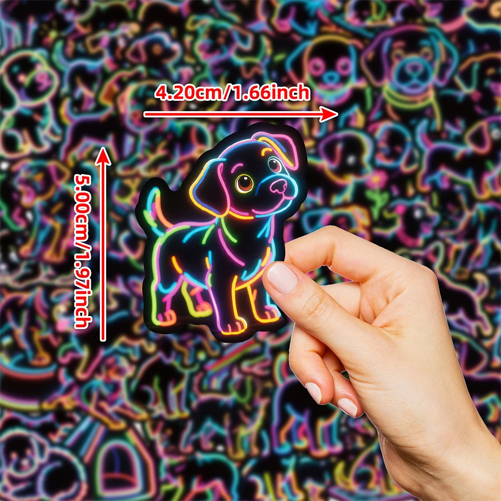 10/30/50 قطعة لطيف الكرتون النيون الكلب ملصقات Kawaii الحيوانات الكتابة على الجدران الشارات Skateboard بها بنفسك سكيت دفتر الهاتف الكلاسيكية الاطفال لعبة ملصق