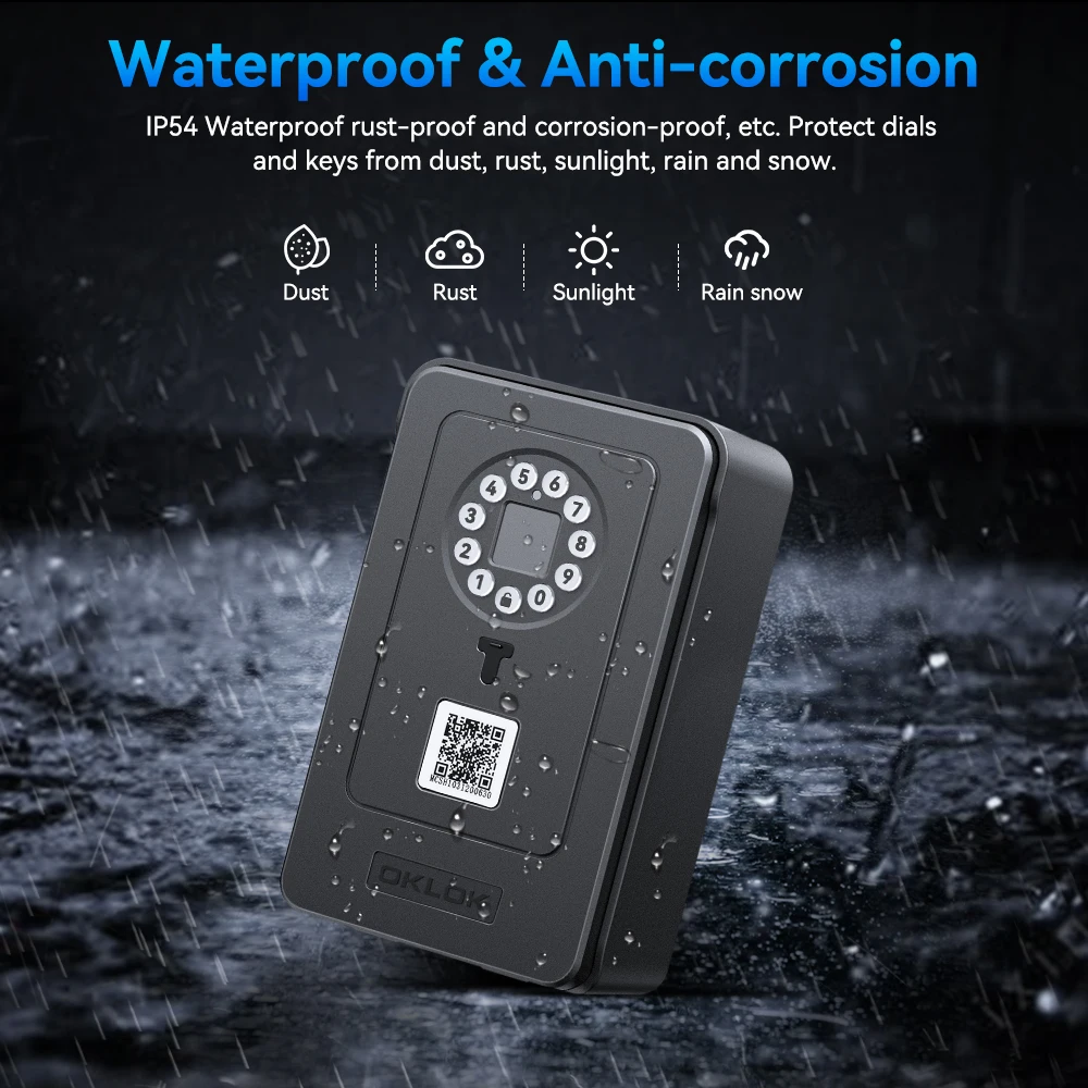 Camluxy Smart Key Box Fingerprint Safe Storage Lock Key 6 Digital Password Code Security Lockbox Combination Code IC Card Unlock